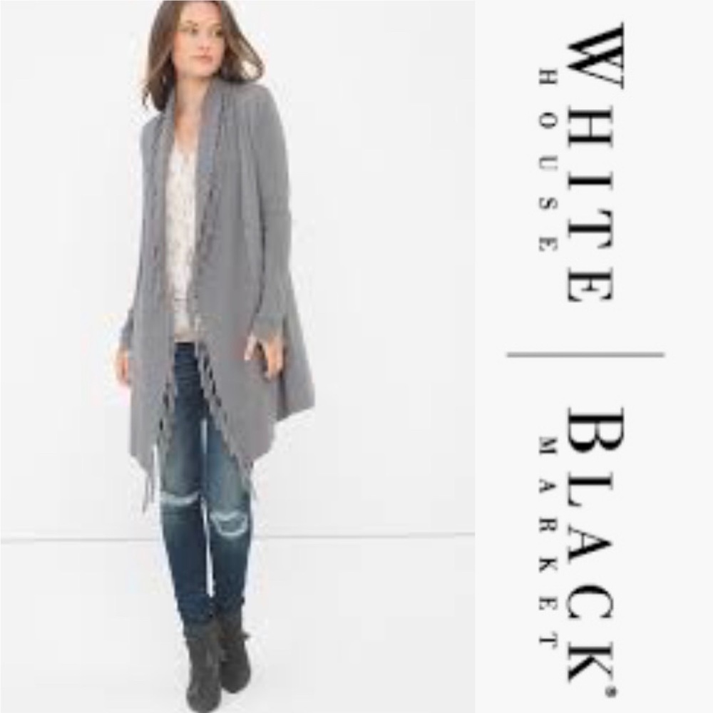 🌼WHBM FRINGE-TRIM SWEATER COVERUP